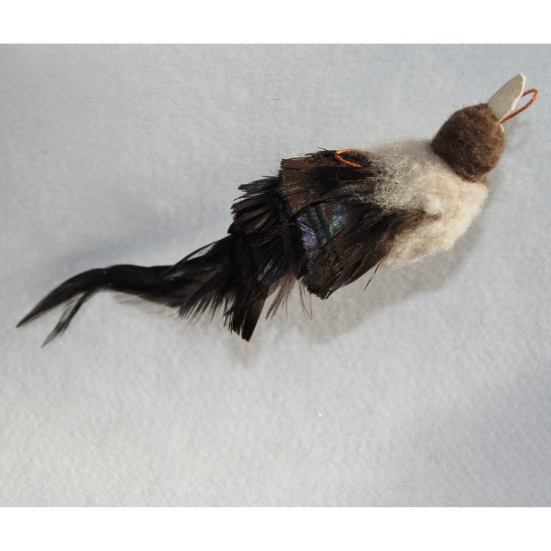 Cat Toy Natural Buffalo Hair and Wool Magpie - Bird like Teaser Wand / Pole Attachment / Refill