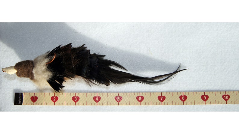 Cat Toy Natural Buffalo Hair and Wool Magpie - Bird like Teaser Wand / Pole Attachment / Refill