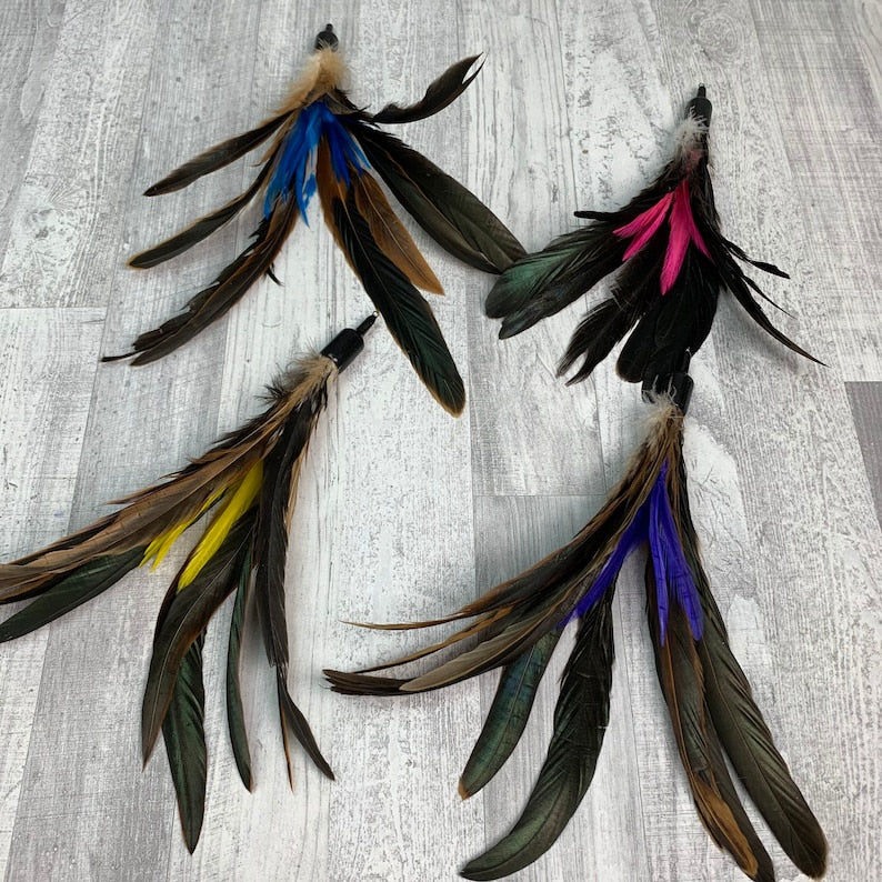 Cat toy | XL Feather jet cat toy | Bird cat toy | Feathers on a wire cat toy