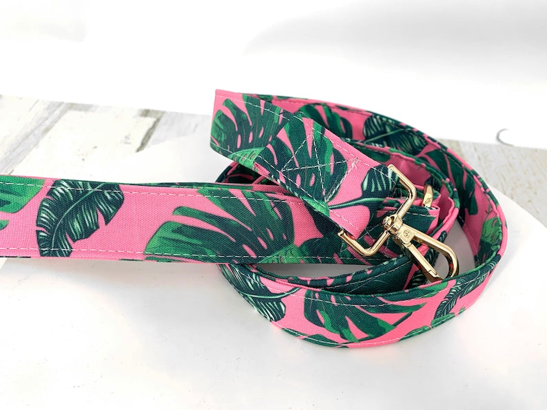 Wide Dog Leash, Metal Hook, Girl and Boy Dog Leash, Full wrapped Matching Dog Leash, Boho Cotton Floral Styles, Designer Leashes.