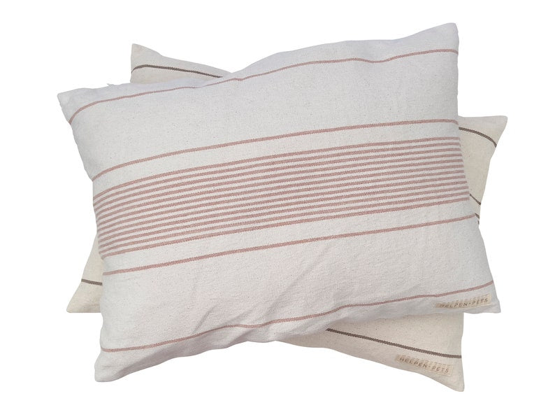 Artisan Pet BED in DEEP ROSE for Dogs and Cats Handmade by women weavers of the Karen tribe plant-based natural dyes Pink Deep Rose Stripe