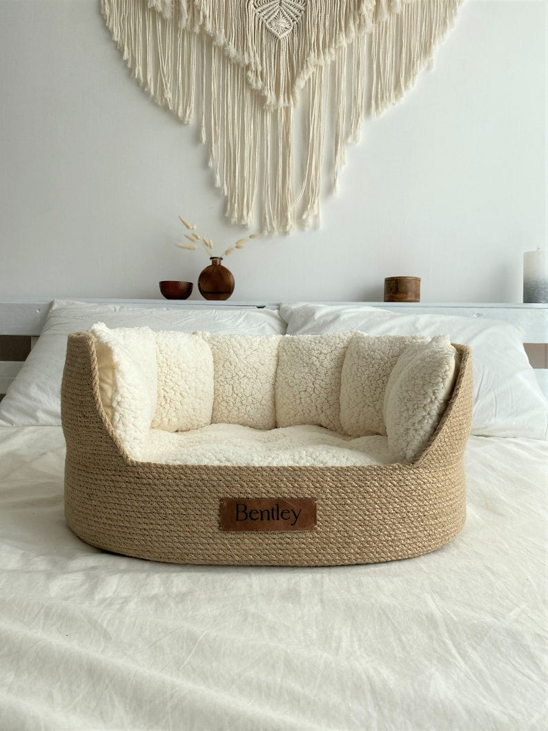 Personalized Dog Bed, Basket cat bed, Dog Bed, Pet bed, Cat bed, Dog Basket Bed, Comfortable Dog Bed