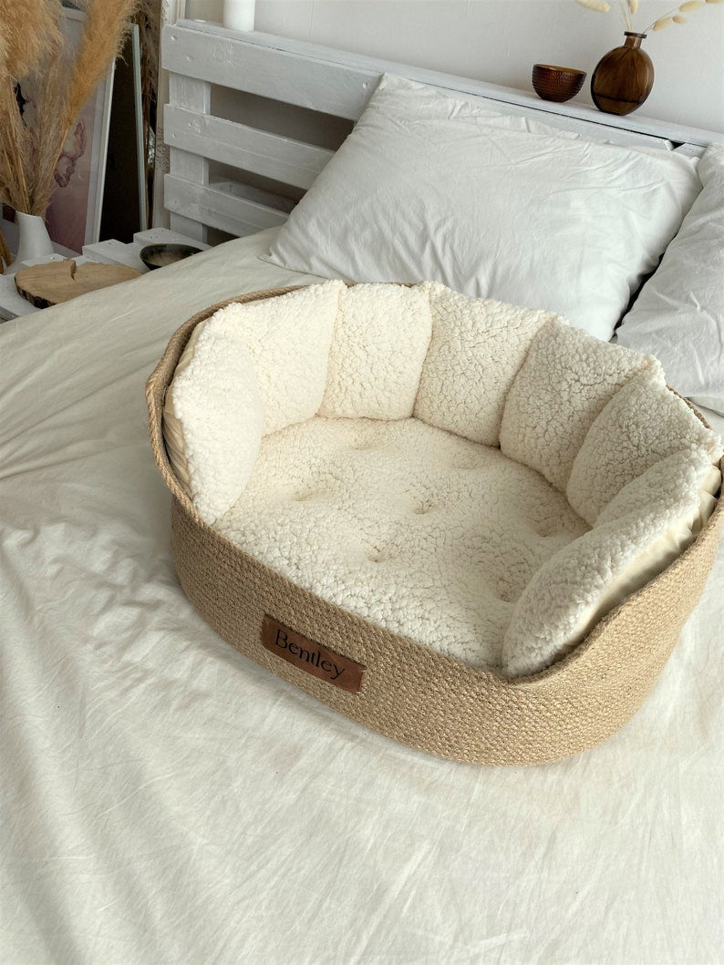 Personalized Dog Bed, Basket cat bed, Dog Bed, Pet bed, Cat bed, Dog Basket Bed, Comfortable Dog Bed