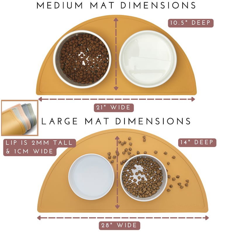 Waterproof Silicone Pet Bowl Mat, Food Safe, Half Moon Design