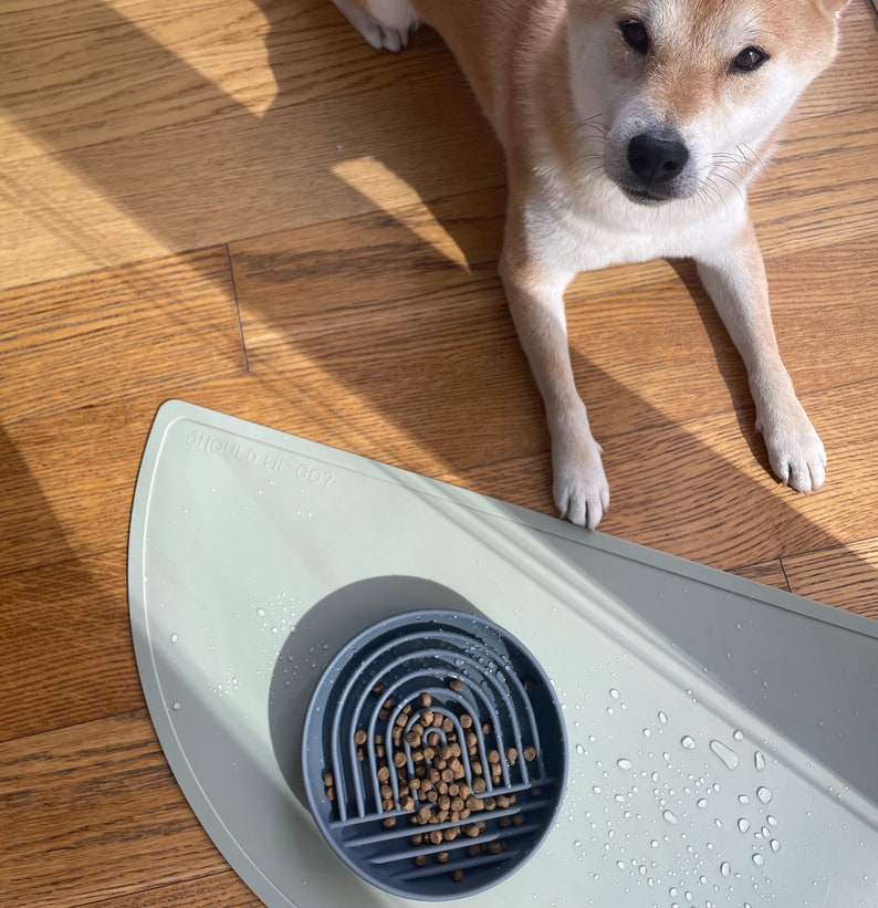 Waterproof Silicone Pet Bowl Mat, Food Safe, Half Moon Design