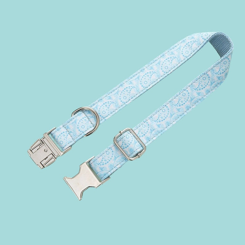 Personalized Dog Collar with Leash Set: Engraved Buckle, Custom Puppy ID