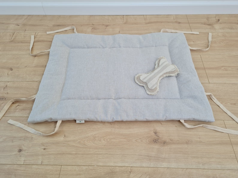 HEMP pet bed -transformer mat carpet filled organic HEMP Fiber in linen fabric - all natural /dog mat pad / house for cats