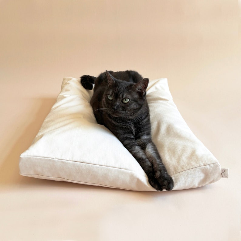 Plush Cat Bed Pillow: Organic Cotton Twill, Kapok Filled