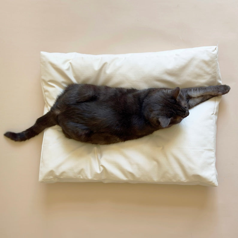 Plush Cat Bed Pillow: Organic Cotton Twill, Kapok Filled