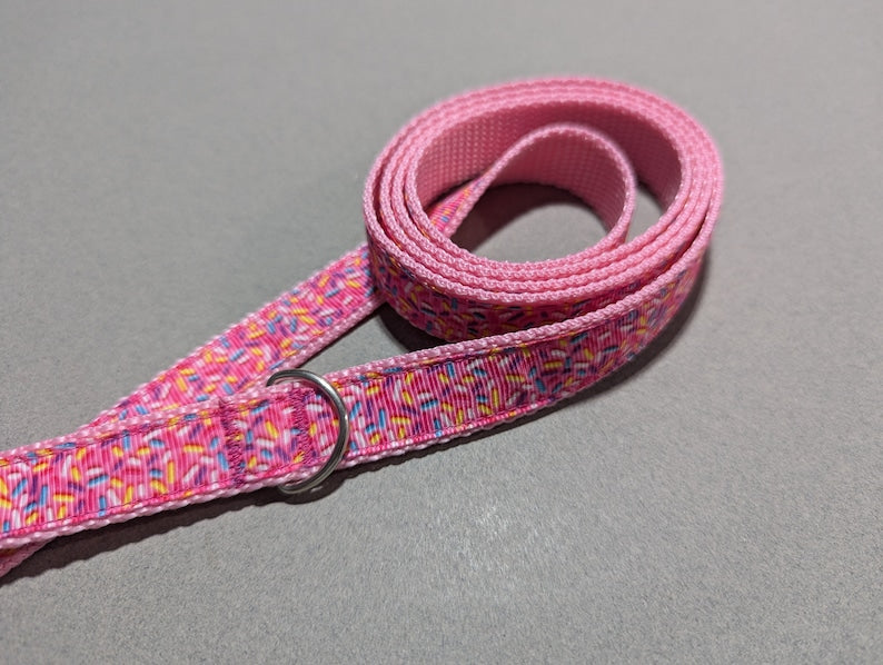 Pink Sprinkles Dog Leash: 3/4" Wide, Fun Puppy Lead, Pick Your Length