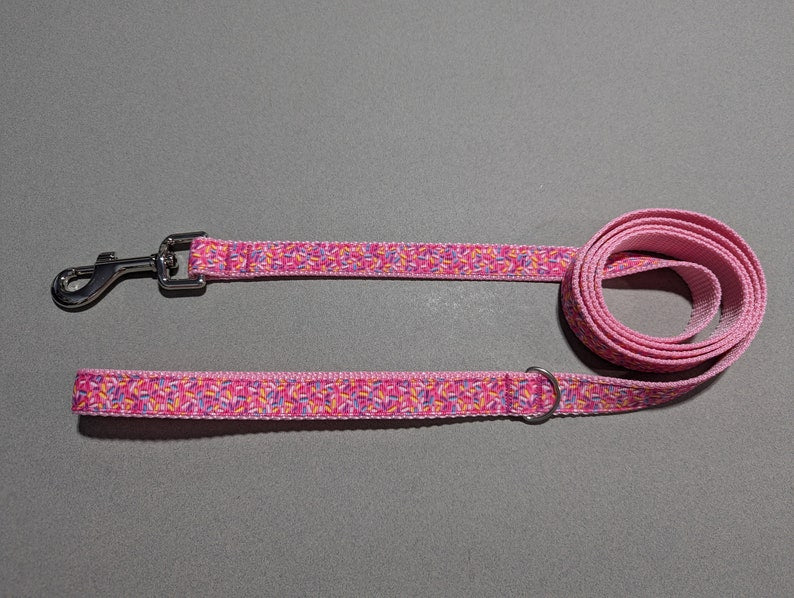 Pink Sprinkles Dog Leash: 3/4" Wide, Fun Puppy Lead, Pick Your Length