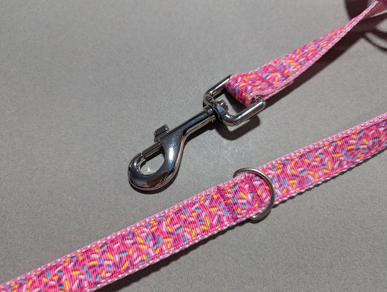 Pink Sprinkles Dog Leash: 3/4" Wide, Fun Puppy Lead, Pick Your Length