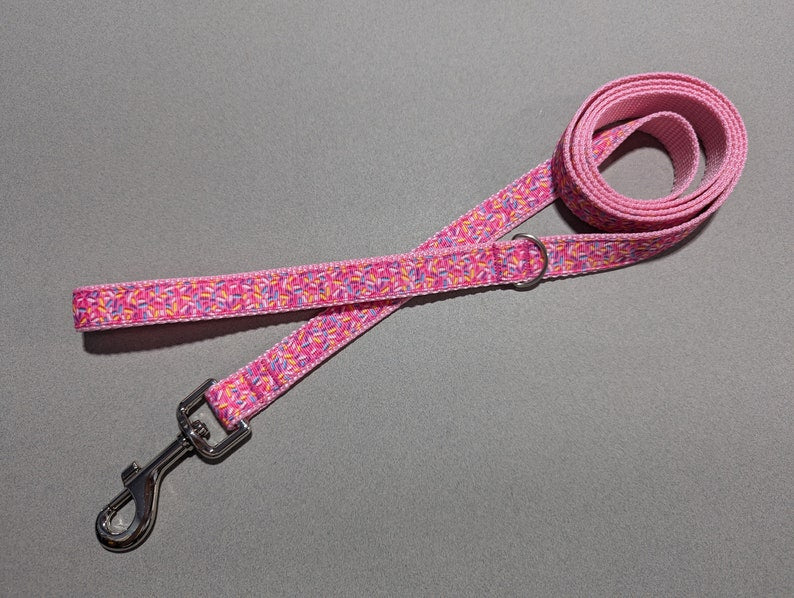 Pink Sprinkles Dog Leash: 3/4" Wide, Fun Puppy Lead, Pick Your Length