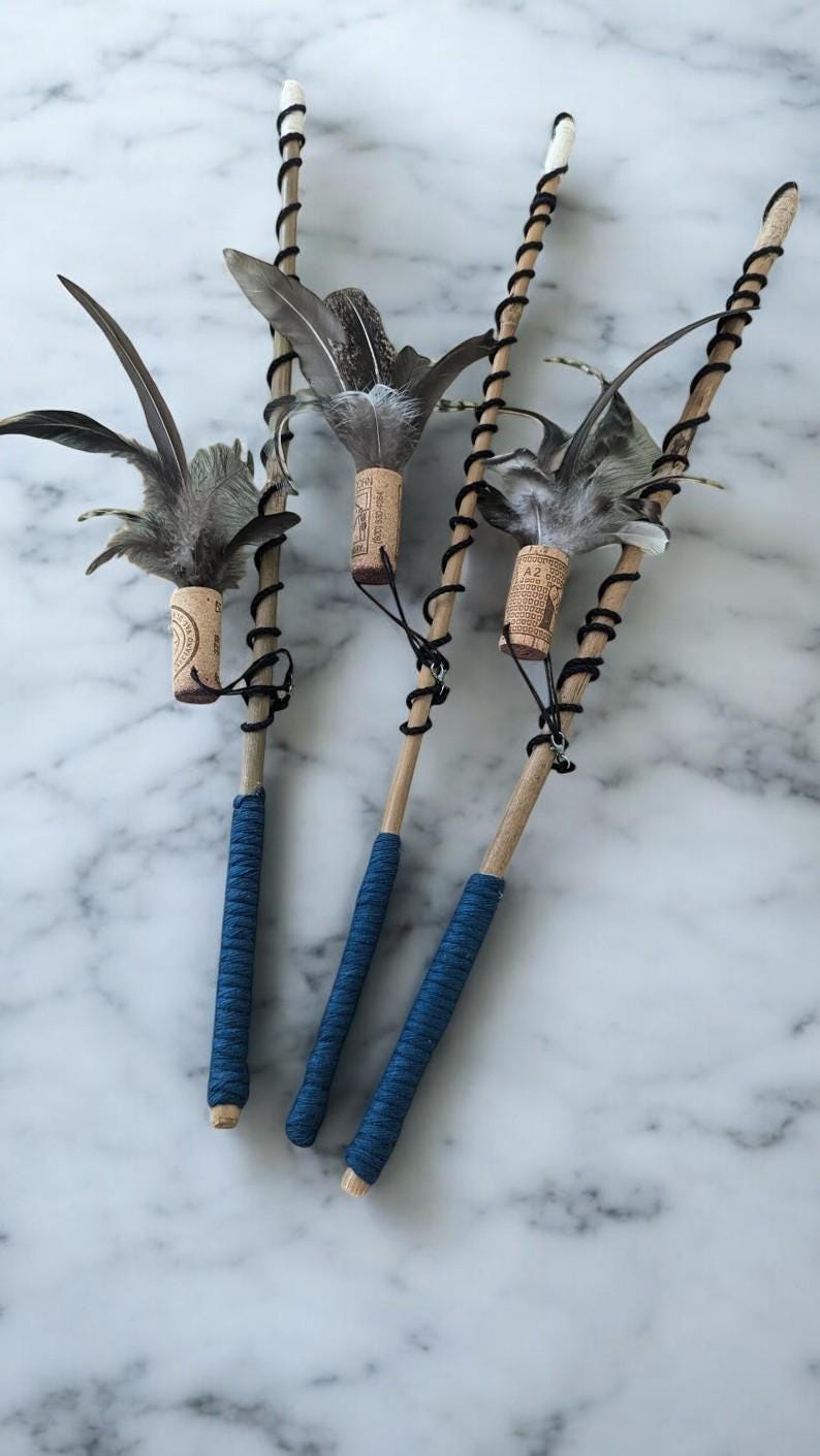 Cat Teaser, Eco-Friendly Cat Toy, Feathered Cat toy, Cat Wand Toys, Cat Enrichment, Sustainable cat toy, Handmade Cat Toy, Bamboo Wand