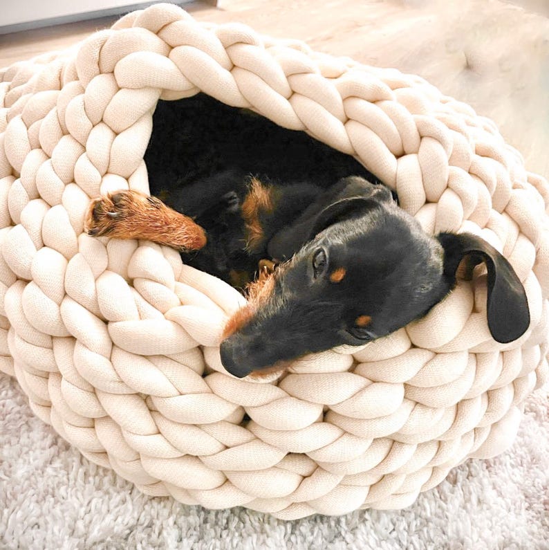 Dog cave | Cat cave "Emma" | Cat basket | Dog basket | Cat bed | Dog basket | Cat basket | Made of organic cotton | Knitted cave |