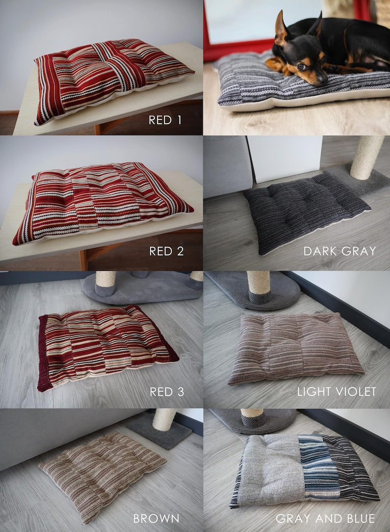 Handwoven Pet Cushion: Small Cat or Dog Bed, Tufted Pillow