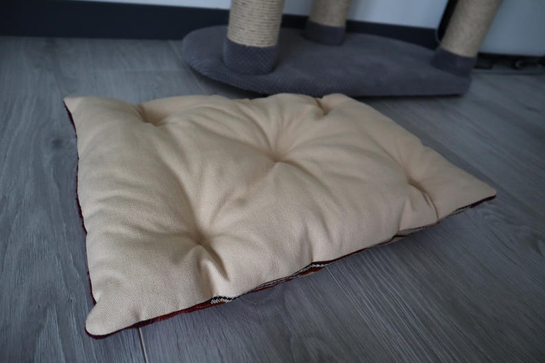 Handwoven Pet Cushion: Small Cat or Dog Bed, Tufted Pillow