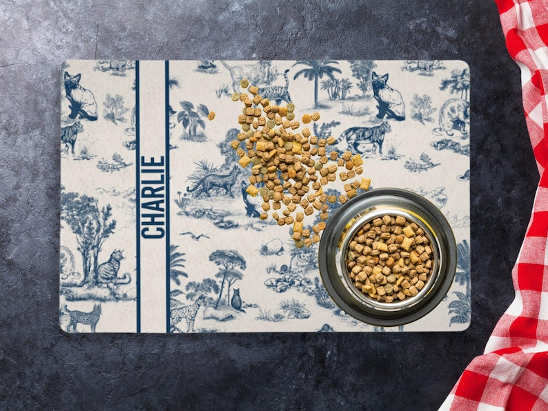 Cute Cat Bowl Mat Pink Girl Cat Food Mat Cat Toile Sweet Luxury Aesthetic Placemat Non Slip Floor Mat Kitchen Cat New Kitten Gift Cat Owner