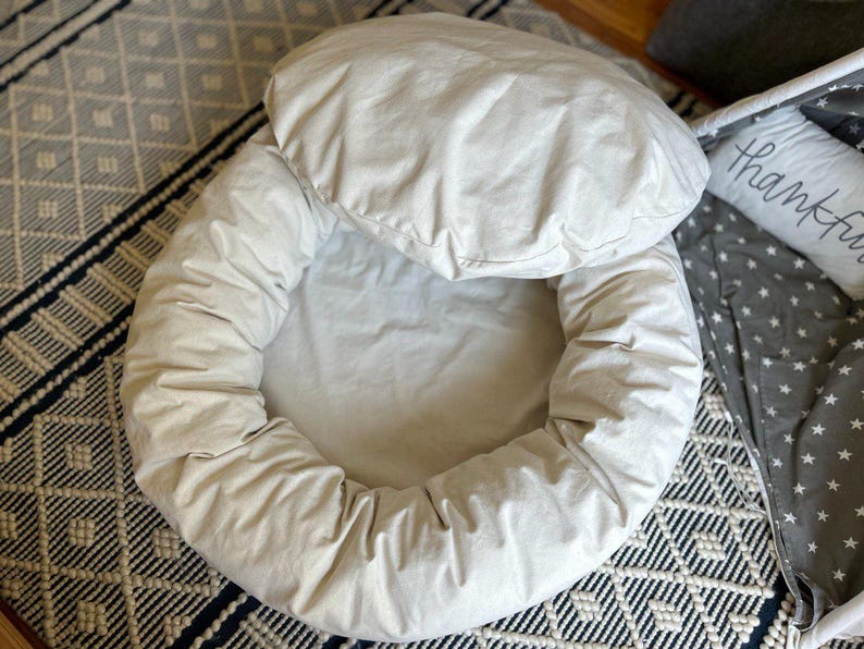 Organic Cotton Canvas Dog Bed: Removable Cover, Natural Fill - Made in USA