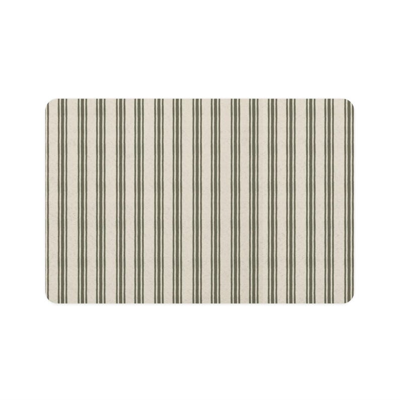 Pet Food Mat – Ticking Stripe Neutral Decor Placemat Easy to Clean
