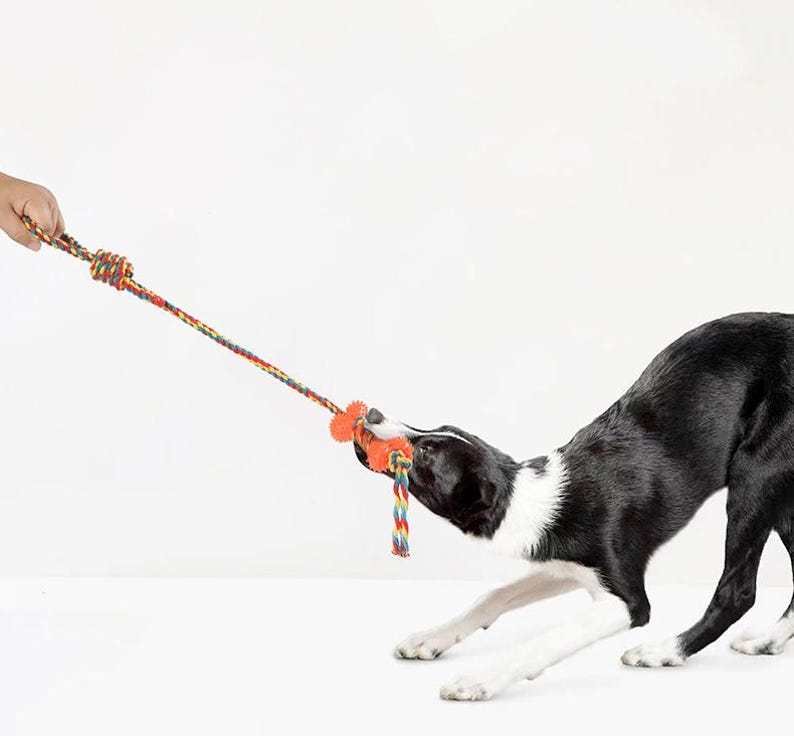 Durable Dog Rope Toy Aggressive Chewers Cotton Teething Tug Play