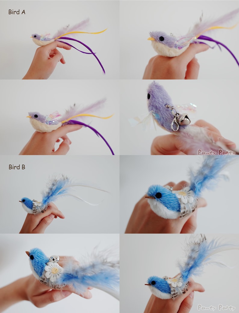 Interactive Hands Free Cat Wand | Suction Cup Feather Bird Teaser with Bell | Self Play Cat Toy for Windows and Tiles | Handmade UK