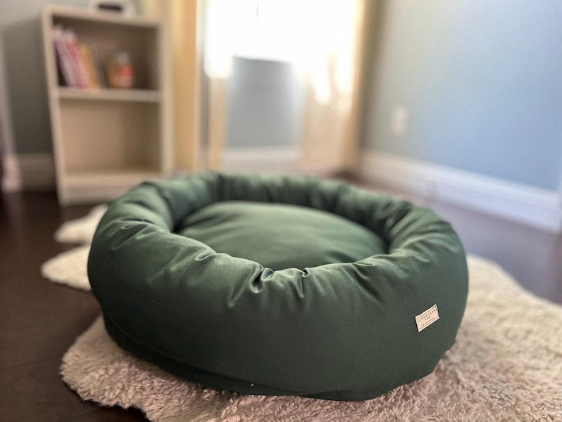 Organic Cotton Canvas Dog Bed: Removable Cover, Natural Fill - Made in USA