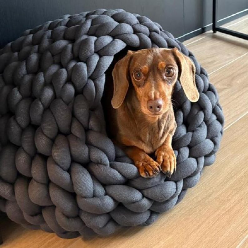 Dog cave | Cat cave "Emma" | Cat basket | Dog basket | Cat bed | Dog basket | Cat basket | Made of organic cotton | Knitted cave |