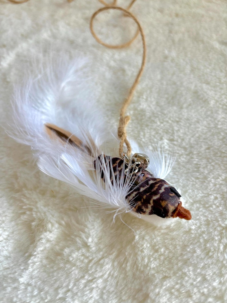 Cat Toy Wand Feathered Bird Teaser for Interactive Play