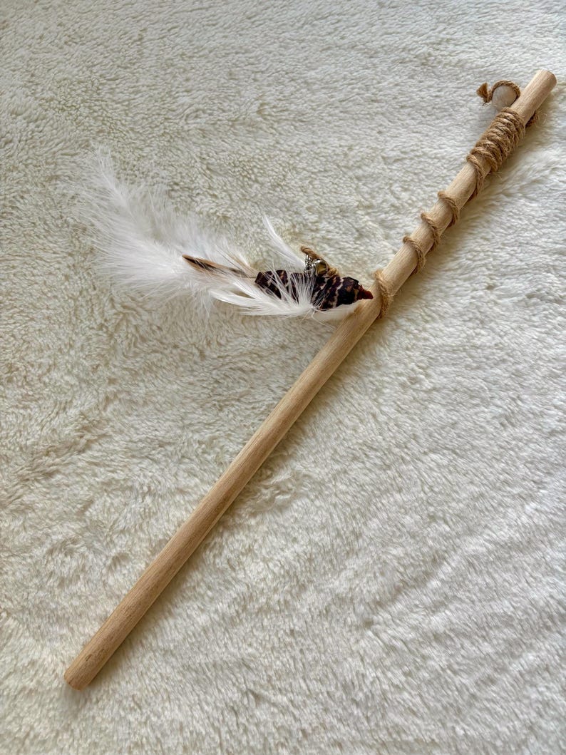 Cat Toy Wand Feathered Bird Teaser for Interactive Play
