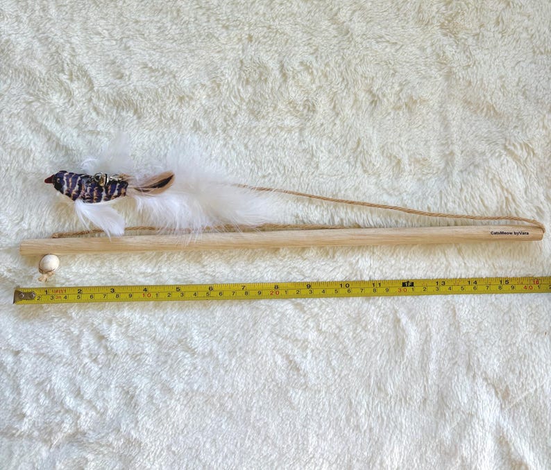 Cat Toy Wand Feathered Bird Teaser for Interactive Play
