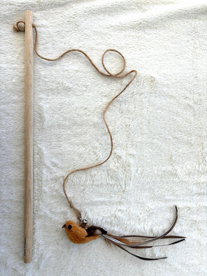 Feathered Bird Teaser Interactive Cat Wand Toy