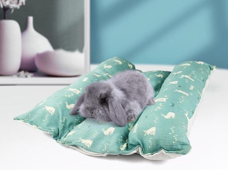 Bunny Burrow Snuggle Bed: 100% Cotton Reversible Flop Bed for Rabbits and Small Pets