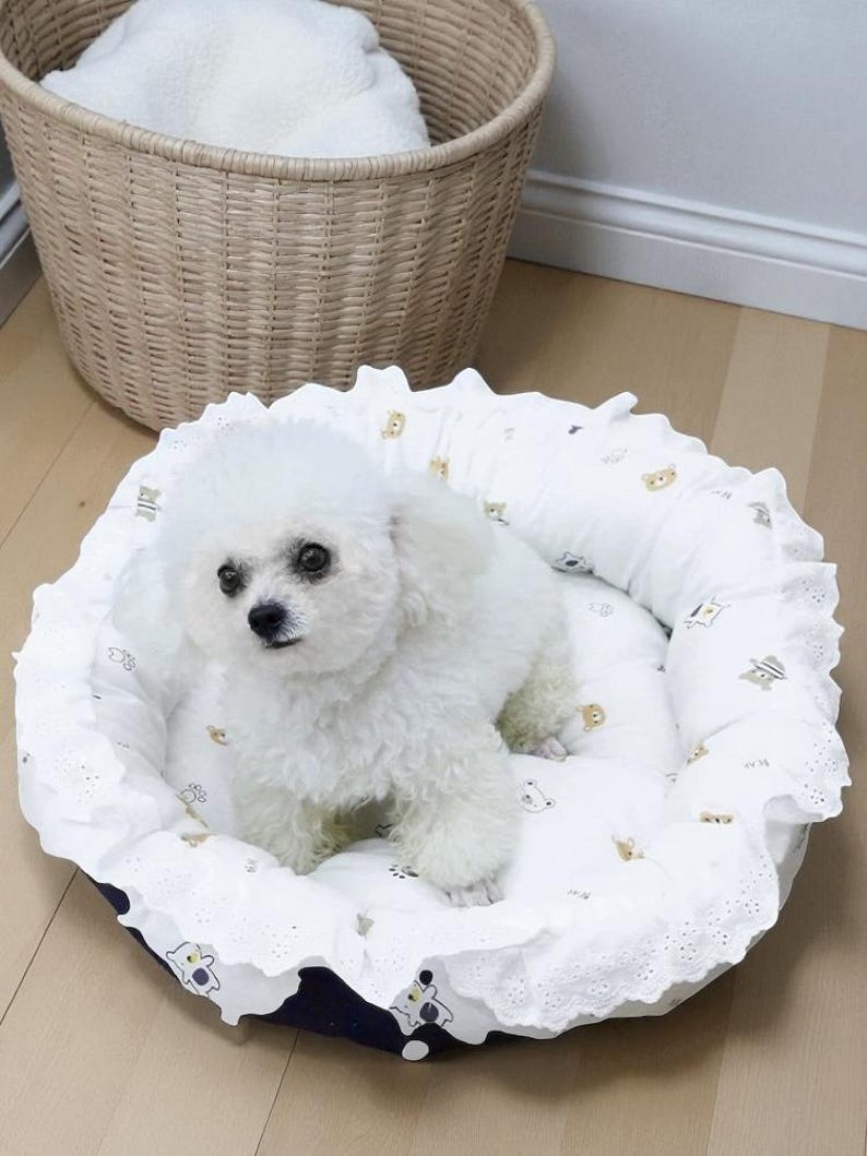 Lace Pet Bed: Round Cotton Dog & Cat Bed, Coquette Home Decor