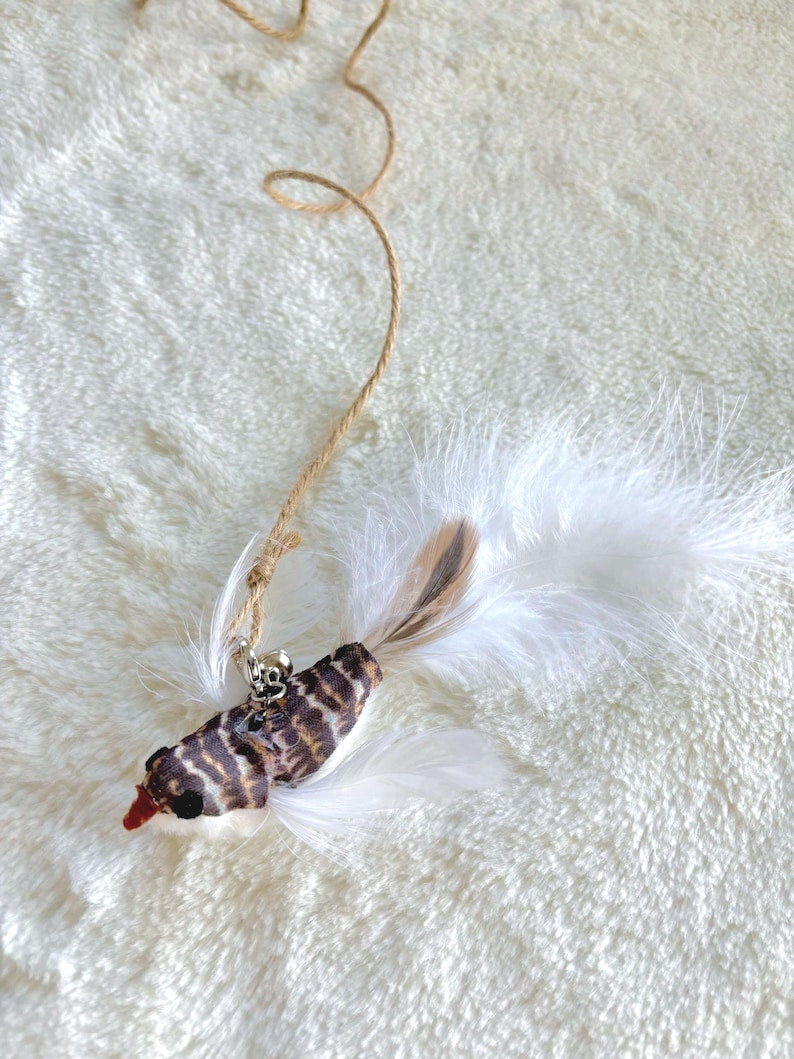 Cat Toy Wand Feathered Bird Teaser for Interactive Play