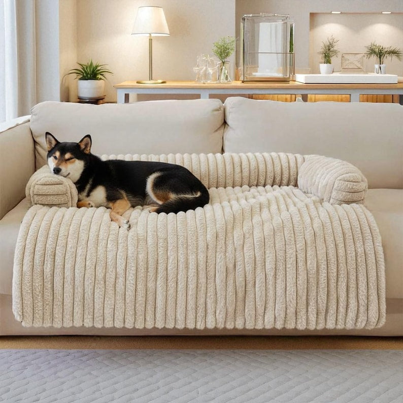 Soft Corduroy Pet Bed Sofa Cover: Washable Non-Slip Couch Protector