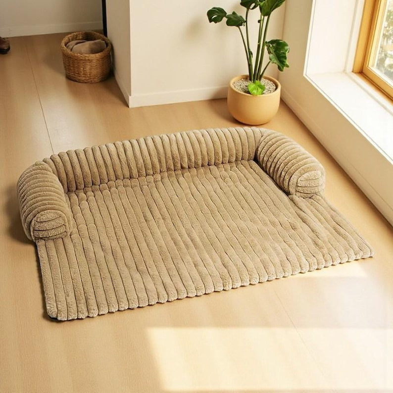 Soft Corduroy Pet Bed Sofa Cover: Washable Non-Slip Couch Protector