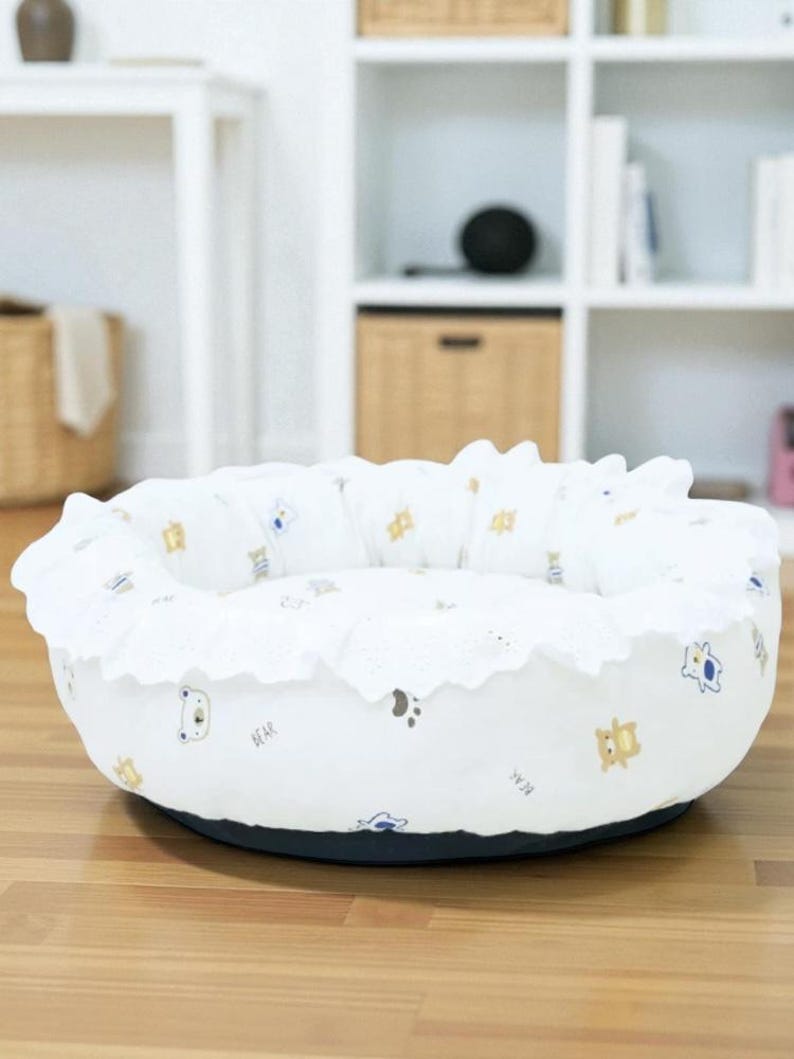 Lace Pet Bed: Round Cotton Dog & Cat Bed, Coquette Home Decor