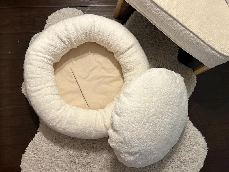 Fluffy Sherpa Donut Pet Bed: Plush Round Cat & Small Dog Bed