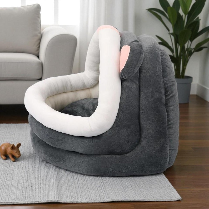 Soft Enclosed Tent Pet House – Cozy Cave Bed for Cats & Small Dogs, Removable Cushion