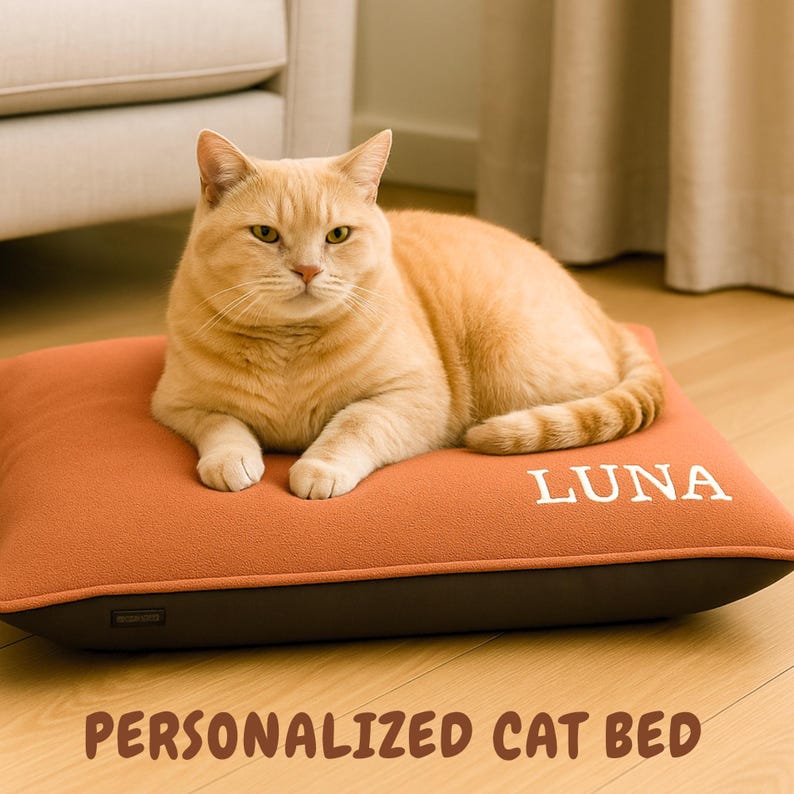 Personalized dog bed, Dog bed, Cat bed, Custom name, Gift, Pet Bed, Cozy fluffy fleece top, pet bed, sizes, multiple colors, washable cover
