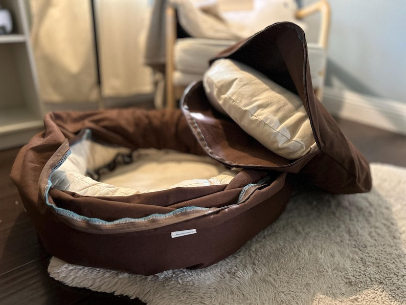 Organic Cotton Canvas Dog Bed: Removable Cover, Natural Fill - Made in USA