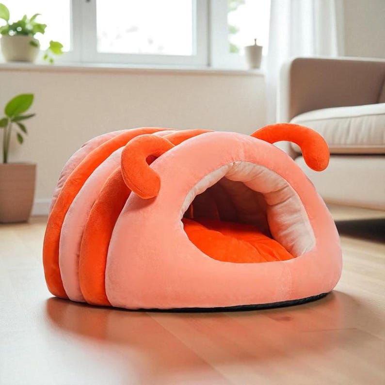 Handcrafted Caterpillar Tunnel Pet Bed, Washable Cat Den, Cozy Dog Burrow