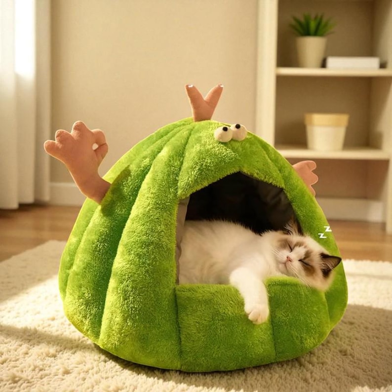 Monster Pet Cave – Plush Cat Bed & Small Dog House