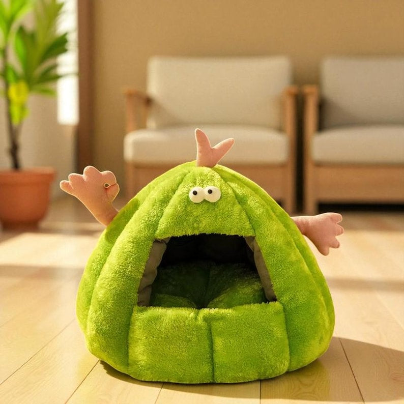 Monster Pet Cave – Plush Cat Bed & Small Dog House