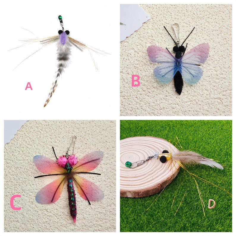 Imitation Flying Insects for Cat Teaser, Cat Wand Toys Replacement, Handmade Cat Toy, Cat Teaser Attachment, Cat Gifts, Cat Lover Gifts