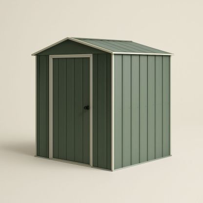 Outdoor Green Metal Garden Shed 182cm x 121cm x 195cm