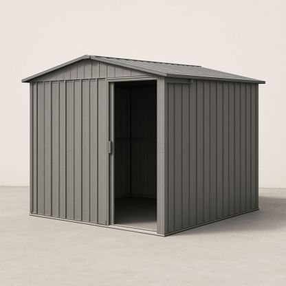 Outdoor Galvanised Steel Storage Shed Grey 195cm x 119cm x 181cm