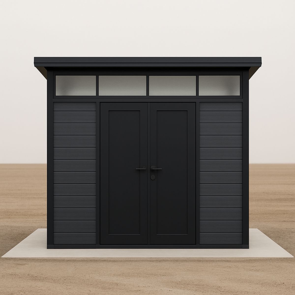 Metal Storage Shed Double Doors Black 200cm x 150cm x 220cm