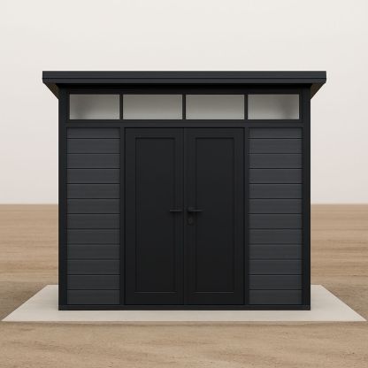 Metal Storage Shed Double Doors Black 200cm x 150cm x 220cm